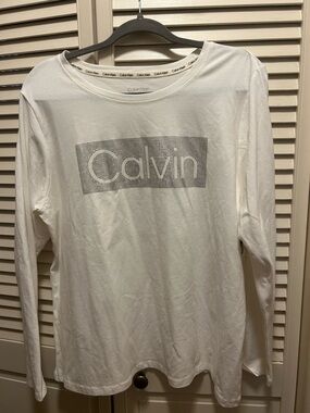 Calvin Klein White Crewneck Logo Tee